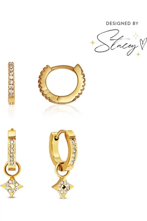Abbott Lyon Moon and Back Star Huggie Earring Set (Gold)