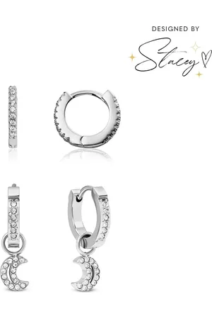 Abbott Lyon Moon and Back Moon Huggie Earring Set (Silver)