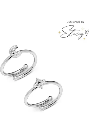Abbott Lyon Moon and Back Moon and Star Ring Set (Silver)