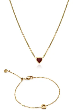 Abbott Lyon Mini Heart Birthstone & Initial Set (Gold)