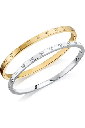 Abbott Lyon Crystal Heart Bangle Set (Gold/Silver)