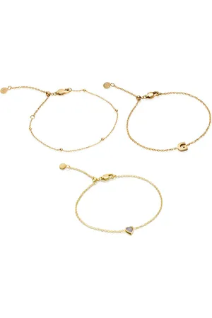 Abbott Lyon Mini Birthstone & Letter Bracelet Set (Gold)