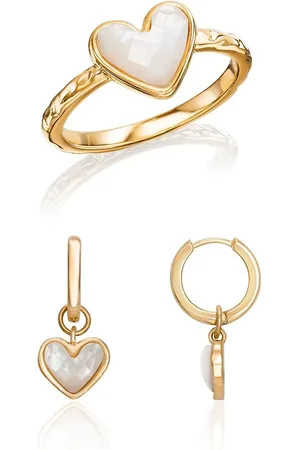 Abbott Lyon White Quartz Heart Earring & Ring Set (Gold)