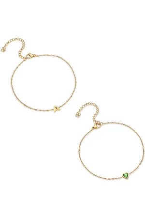 Abbott Lyon Initial & Birthstone Anklet Set (Gold)