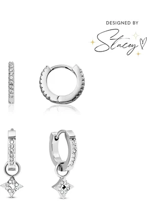 Abbott Lyon Moon and Back Star Huggie Earring Set (Silver)
