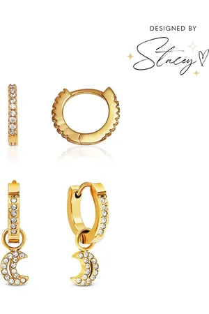 Abbott Lyon Moon and Back Moon Huggie Earring Set (Gold)