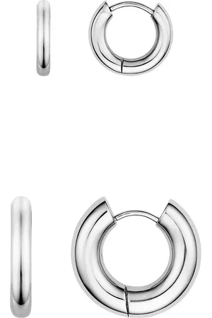 Abbott Lyon Small Chunky Huggie Hoop Earring Set (Silver)
