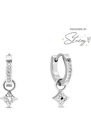 Abbott Lyon Moon and Back Star Huggie Hoop Earrings (Silver)