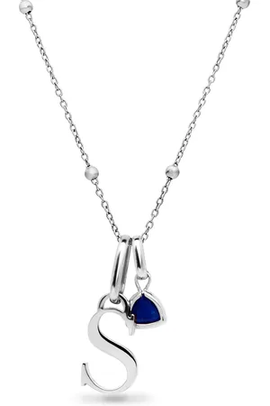 Abbott Lyon Personalised Initial & Droplet Birthstone Necklace (Silver)