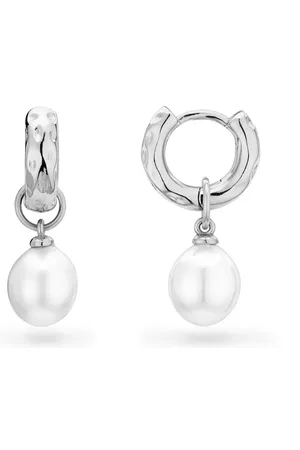 Abbott Lyon Organic Pearl Drop Huggie Earrings (Silver)
