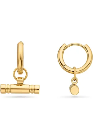 Abbott Lyon T-Bar Huggie Hoop Earrings (Gold)