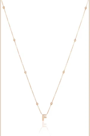 Abbott Lyon Mini Letter Sphere Chain Necklace (Rose Gold)
