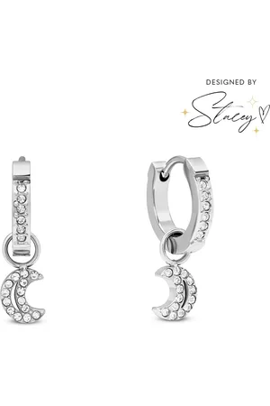 Abbott Lyon Moon and Back Moon Huggie Hoop Earrings (Silver)