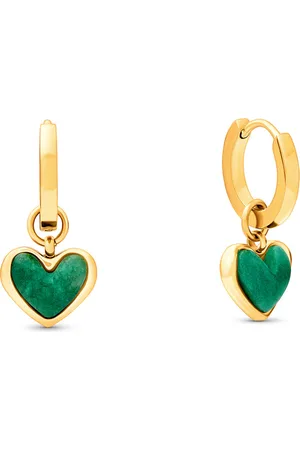 Abbott Lyon Green Quartz Heart Huggie Earrings (Gold)