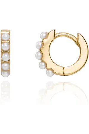 Abbott Lyon Pearl Huggie Hoop Earrings (Gold)