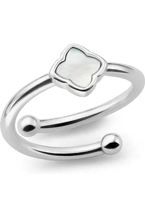 Abbott Lyon Mini Pearl Clover Ring (Silver)