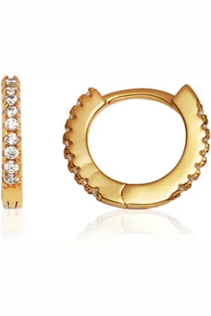 Abbott Lyon Sterling Silver Crystal Huggie Hoop Earrings (Gold)