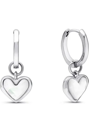 Abbott Lyon White Quartz Heart Huggie Earrings (Silver)