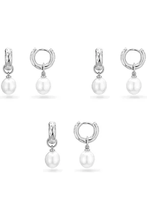 Abbott Lyon Pearl Drop Huggie Earring Set (Silver)
