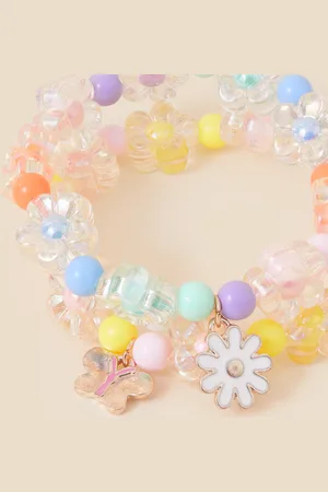Accessorize Beaded Flower Bracelets Set of Two, Girl