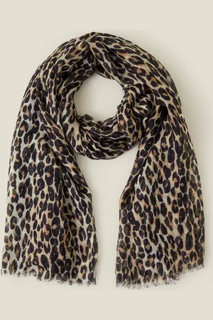 Accessorize Brown & Black Lightweight Leopard Print Scarf, Size: 180cm, Women