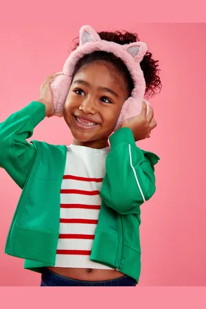 Accessorize Pink & Silver Faux Fur Cat Earmuffs, Girl