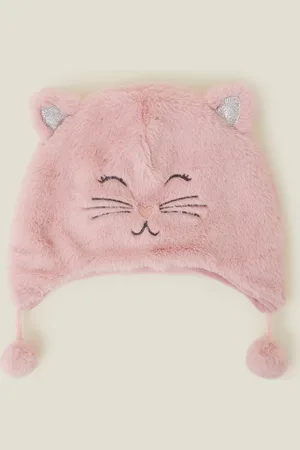Accessorize Fluffy Faux Fur Cat Chullo Hat, Size: 3-6 Years, Girl