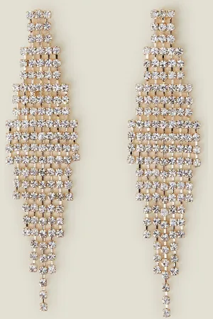 Accessorize Crystal Waterfall Statement Earrings, Size: 8cm, Women