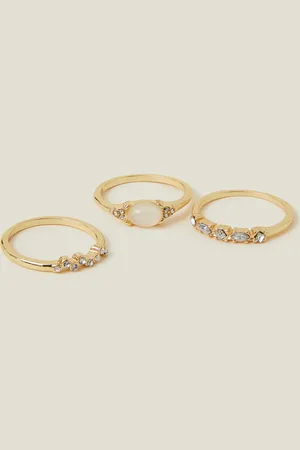 Accessorize 3-Pack Mini Gem Ring Set , Size: M