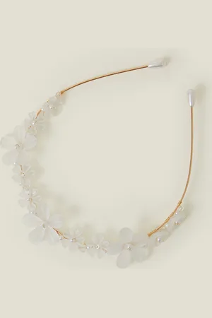 Accessorize Pearly Flower Metal Headband , Kids