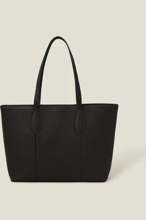 Accessorize Black Pu Laptop Tote Bag, Size: 29x37cm, Women
