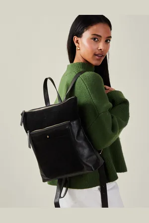 Accessorize Suede Leather Backpack Black