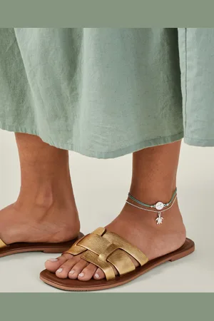Accessorize Green and Silver Glass 3-Pack Turtle Charm Anklets, Size: 9cm, Women