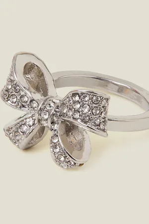 Accessorize Pavé Bow Ring , Size: S