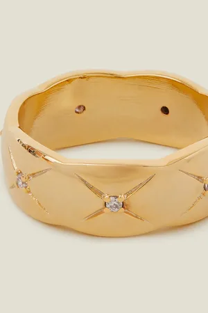 Accessorize 14ct -plated Sparkle Band Ring , Size: M