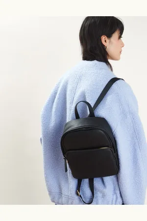 Accessorize Small Plain Faux Leather Backpack Black