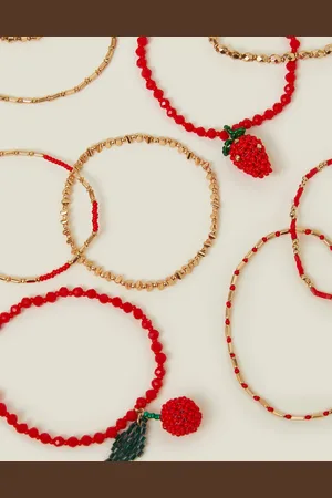 Accessorize Beaded Cherry Stretch Bracelets