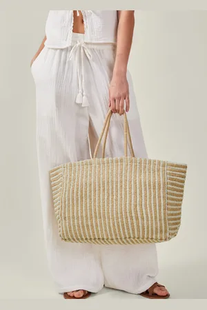 Accessorize Red Large Woven Stripe Tote Bag