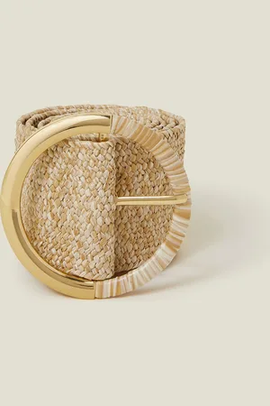 Accessorize Thick Raffia Buckle Belt , Size: S / M
