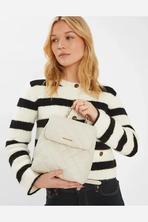 Accessorize Small Quilted Faux Leather Backpack Cream