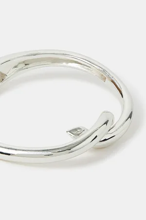 Accessorize Twist Knot Hinge Bangle Silver