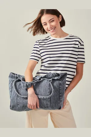Accessorize Washed Denim Tote Bag Blue
