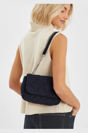 Accessorize Navy Blue Boucle Chain Shoulder Bag