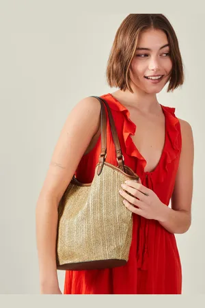 Accessorize Gold Metallic Raffia Shopper Bag