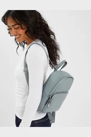 Accessorize Small Plain Faux Leather Backpack Blue