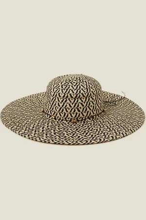 Accessorize Two Tone Floppy Straw Hat