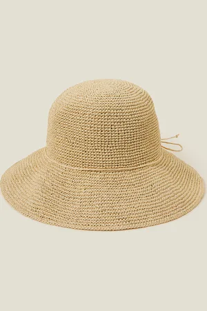 Accessorize Straw Bucket Hat Natural