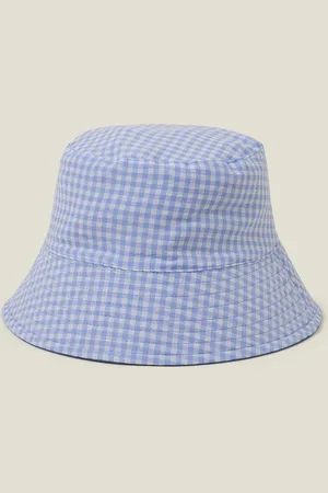 Accessorize Reversible Denim Gingham Bucket Hat