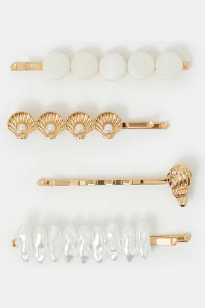 Accessorize 4-Pack Shell Pearl Hair Slides