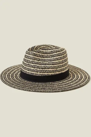 Accessorize Contrast Woven Straw Hat
